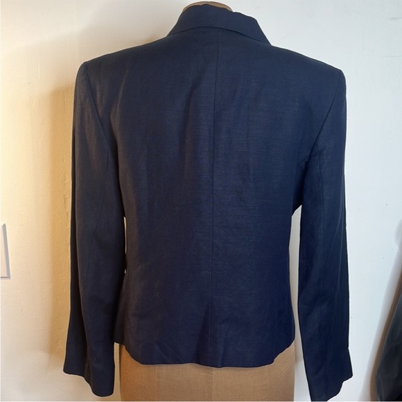 Navy Linen Blend Blazer Jacket Vintage Breeches Made in USA Size 6 - Picture 6 of 9